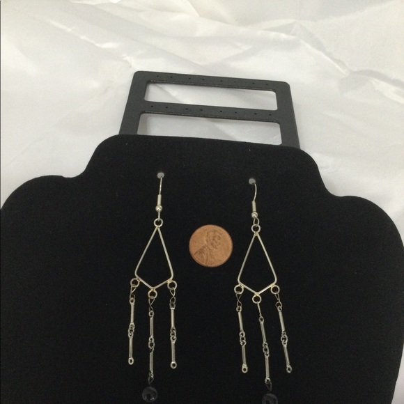 Vintage Silver & Black Elegant Dangle Wires - Picture 3 of 9